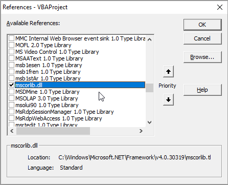 Setting the Reference for ArrayList in VBA Step 3